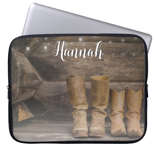 Western Cowboy Boots Rustic Barn Monogram Laptopschutzhülle (Vorderseite)