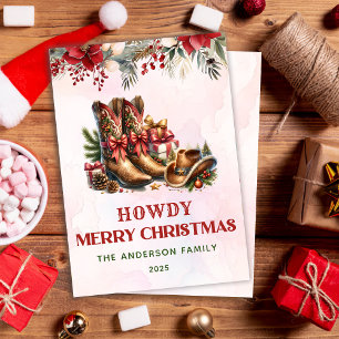 Western Cowboy Boots Weihnachtskarte Feiertagskarte