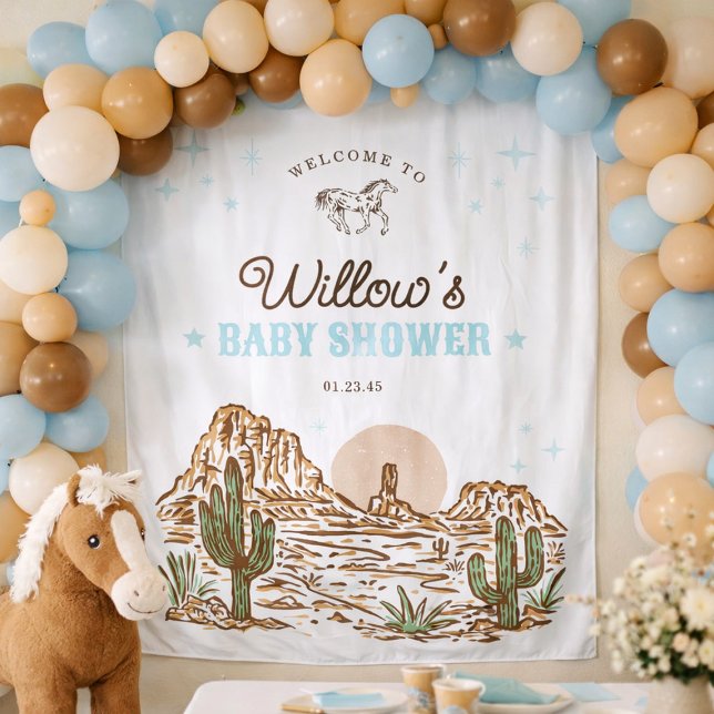 Western Cowboy Boy Baby Shower Backdrop Tapestry Wandteppich (Von Creator hochgeladen)