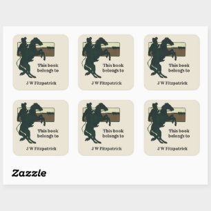 Western Cowboy Bucking Bronco Pferdeplatte Quadratischer Aufkleber