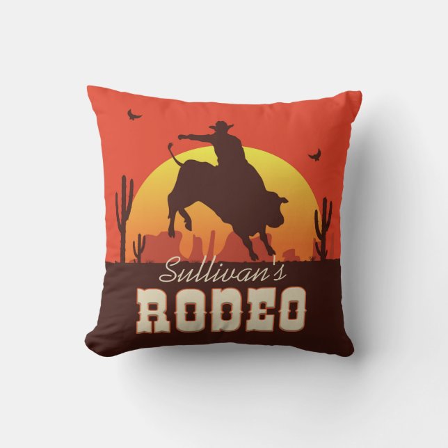 Western Cowboy Bull Rider Rodeo Kissen (Vorderseite)