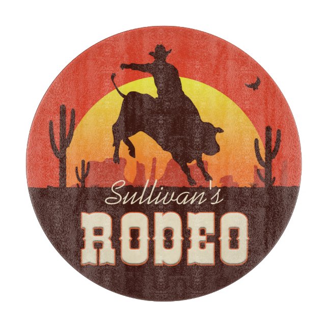Western Cowboy Bull Rider Rodeo Schneidebrett (Vorderseite)