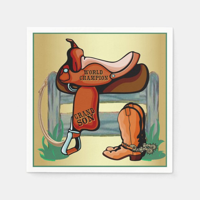 Western Cowboy Champion Grandson Saddle Boots Serviette (Vorderseite)