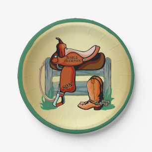 Western Cowboy Champion Son Saddle Stiefel Pappteller
