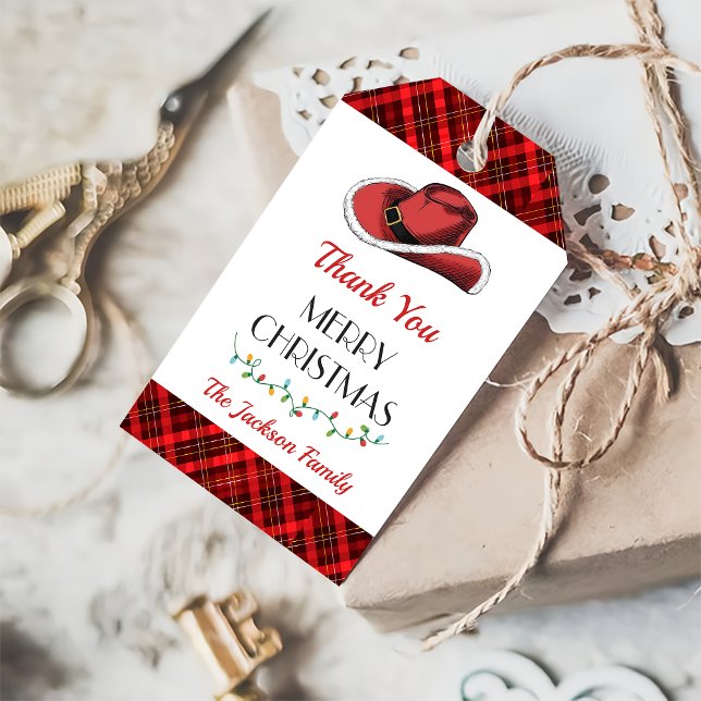 Western Cowboy Christmas Hat Party Vielen Dank Geschenkanhänger (Von Creator hochgeladen)