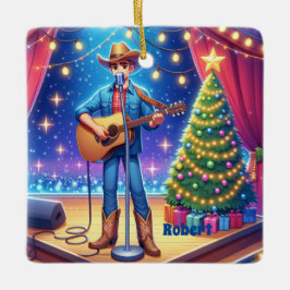 Western Cowboy Country Sänger Weihnachten Keramikornament