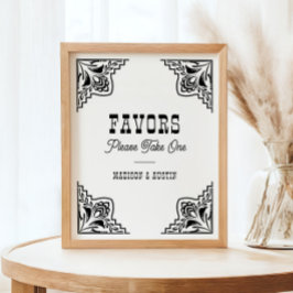 Western Cowboy Country Wedding Favoriten Sign Poster