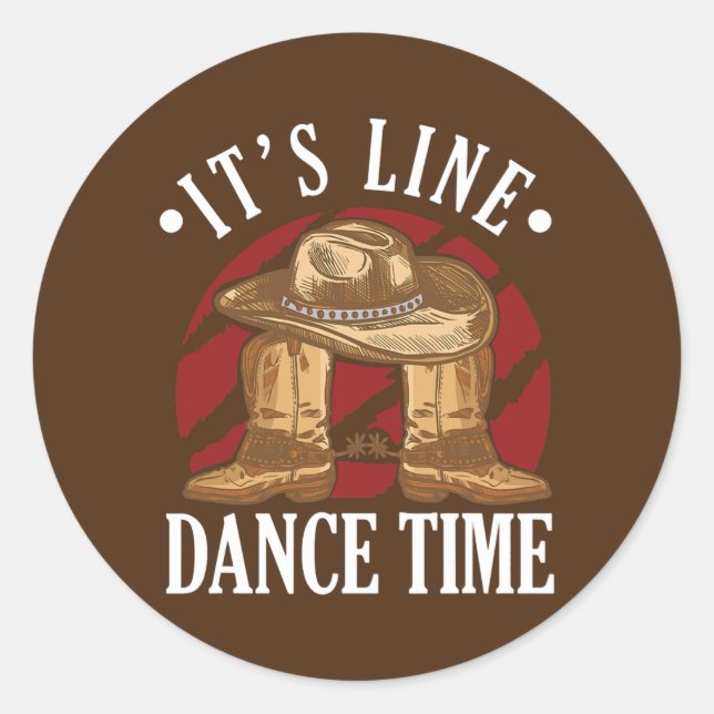 Western Cowboy Cowboy Boots Dance Shoes It's Line Runder Aufkleber (Vorderseite)