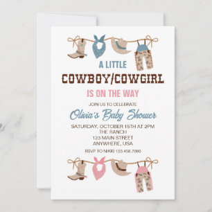 Western Cowboy Cowgirl Geschlecht Enthüllung Baby  Einladung