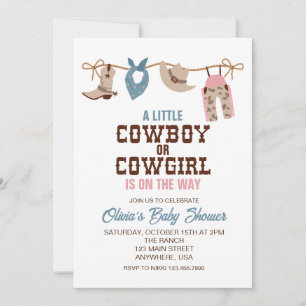 Western Cowboy Cowgirl Geschlecht Enthüllung Baby  Einladung