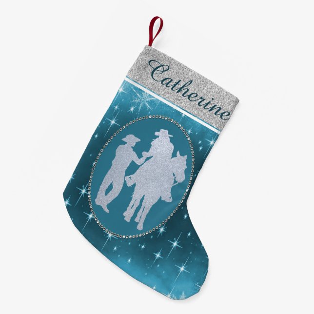 Western Cowboy Cowgirl Horse Romantische Kleiner Weihnachtsstrumpf (Vorderansicht (hängend))