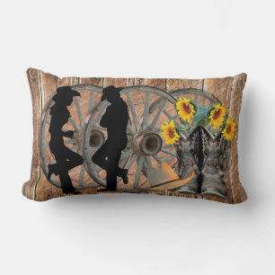 Western Cowboy Cowgirl Horseshoe Wagon Wheel Lendenkissen
