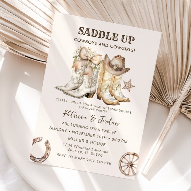Western Cowboy Cowgirl Joint Geburtstag Einladung (Von Creator hochgeladen)