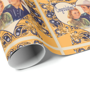 Western Cowboy Cowgirl Paar Gratulationsgeschenk Geschenkpapier