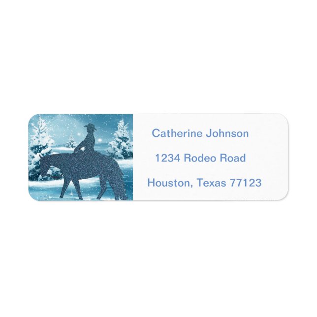 Western Cowboy Cowgirl Pferd Winter Snow Scene (Vorne)