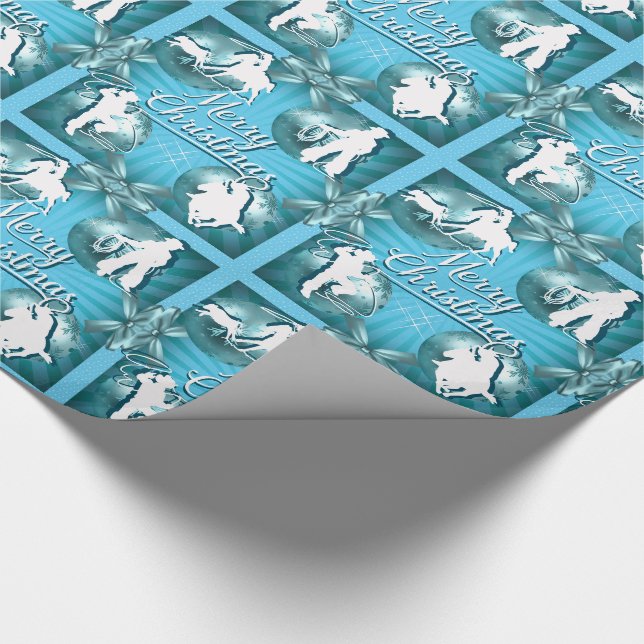 Western Cowboy Cowgirl Roping Weihnachtsgeschenke  Geschenkpapier (Ecke)