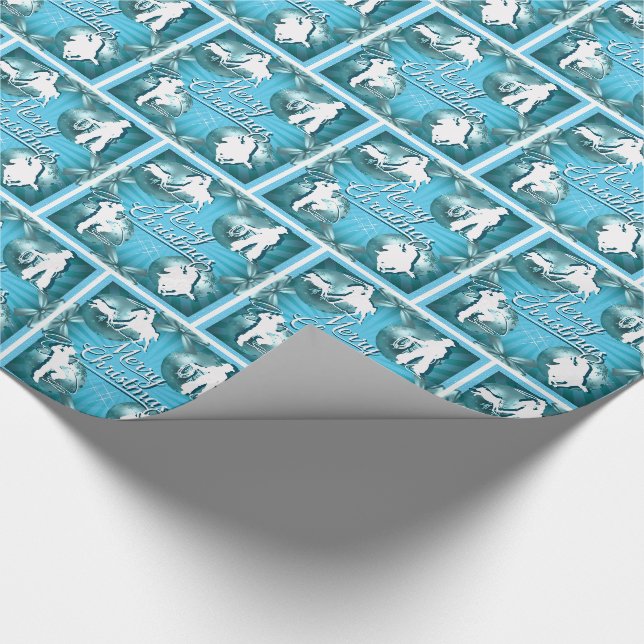 Western Cowboy Cowgirl Roping Weihnachtsgeschenke  Geschenkpapier (Ecke)