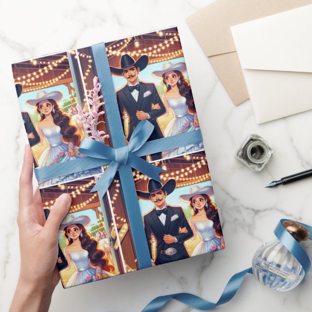 Western Cowboy Cowgirl Wedding Geschenkpapier (Schenken)