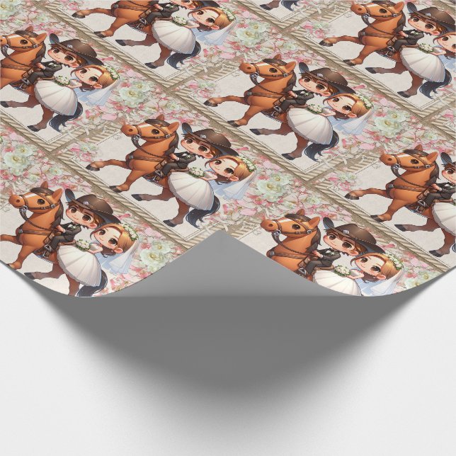 Western Cowboy Cowgirl Wedding Geschenkpapier (Ecke)