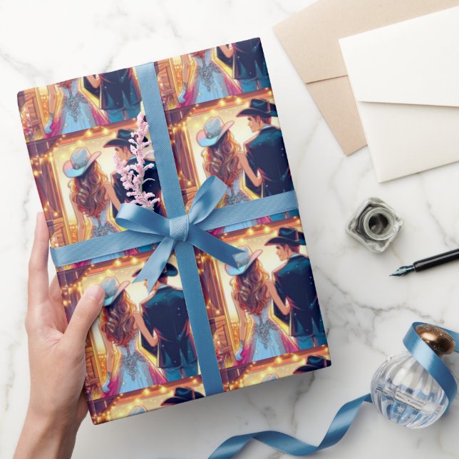 Western Cowboy Cowgirl Wedding Geschenkpapier (Schenken)