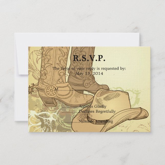 Western Cowboy Cowgirl Wedding RSVP (Vorderseite)