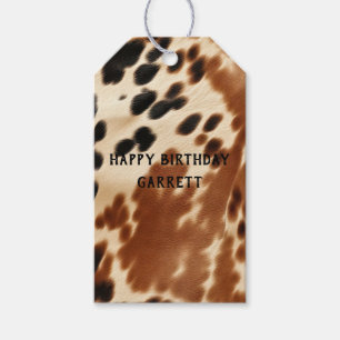 Western Cowboy Cream Brown Black Cowhide Geschenkanhänger
