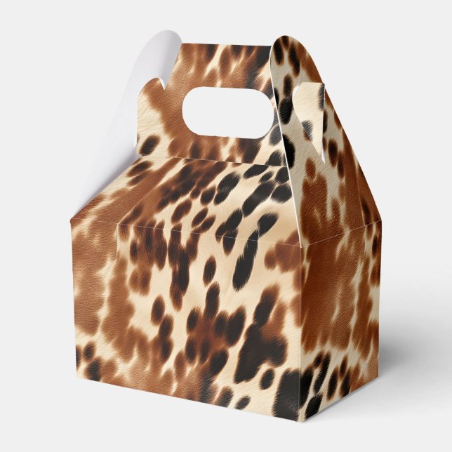 Western Cowboy Cream Brown Black Cowhide Geschenkschachtel (Vorderseite)