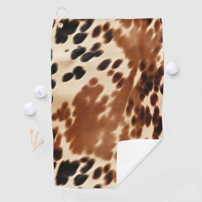 Western Cowboy Cream Brown Black Cowhide Golfhandtuch (Insitu)