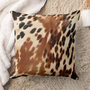 Western Cowboy Cream Brown Black Cowhide Kissen
