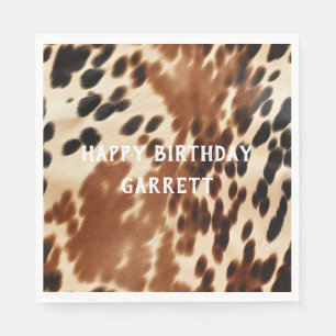 Western Cowboy Cream Brown Black Cowhide Serviette