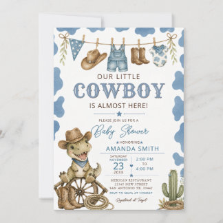 Western Cowboy Dinosaur Jungen Baby Shower Einladung