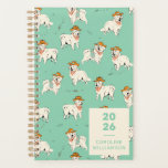 Western Cowboy Dog Hound Green Personalisiert Planer<br><div class="desc">Karo diesen 2025-Planer raus - er got deinen Namen und ein lustiges Hundemuster in Cowboy-Hüten auf einem Minzgrün. Ideal für geschäftige Mütter, die alles jonglieren! Es ist got Raum für Termine, Aktivitäten und alles andere, was Sie brauchen, um einen Überblick behalten. Außerdem ist es niedlich genug, die Planung etwas zu...</div>