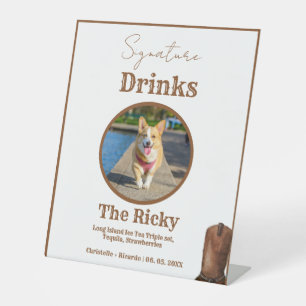 Western Cowboy Dog Unterschrift Drinks Hochzeitsre Sockelschild