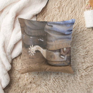 Western Cowboy Dusty Stiefel und Spuren Kissen