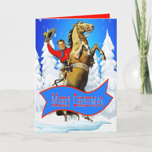 Western Cowboy Et Horse Joyeuse Carte De Noël