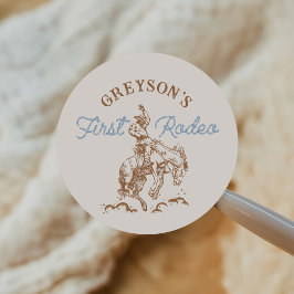 Western Cowboy First Rodeo 1. Geburtstag Runder Aufkleber