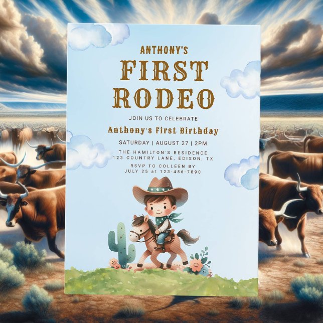 Western Cowboy First Rodeo Einladung zum 1. Geburt (Von Creator hochgeladen)