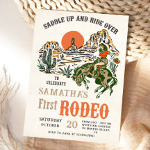 Western Cowboy First Rodeo Einladung zum 1. Geburt