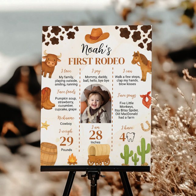 Western Cowboy First Rodeo Foto Milestone Poster (Von Creator hochgeladen)