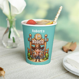 Western Cowboy First Rodeo Geburtstag Custom Pappbecher