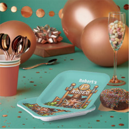 Western Cowboy First Rodeo Geburtstag Custom Pappteller