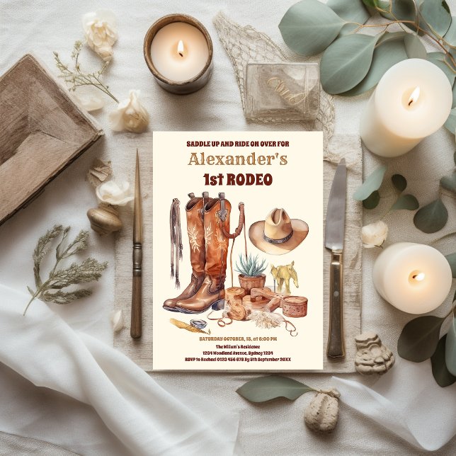 Western Cowboy First Rodeo Geburtstag Einladung (Von Creator hochgeladen)