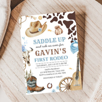 Western Cowboy First Rodeo Geburtstagsparty Einladung