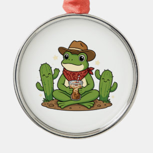 Western-Cowboy-Frosch-Kaktus-Tierliebhaber-Geschen Ornament Aus Metall
