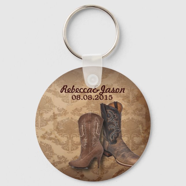 Western Cowboy Gastgeschenk Hochzeit Schlüsselanhänger (Vorderseite)
