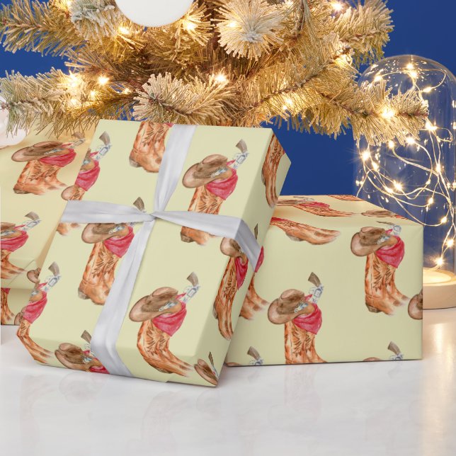 Western Cowboy Gear Pattern Geschenkpapier (Feiertage)