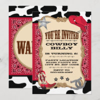 Western, Cowboy Geburtstag, 12x18 Einladung