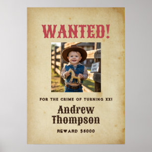 Western Cowboy Geburtstag Gesucht Poster