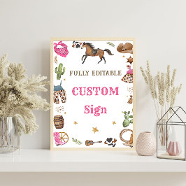 Western Cowboy Geburtstagsparty Tafelschild Poster