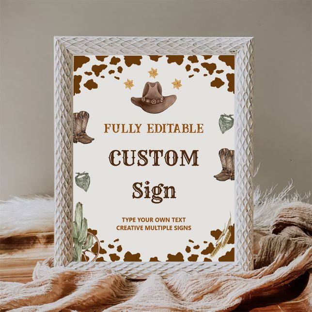 Western Cowboy Geburtstagsparty Tafelschild Poster (Von Creator hochgeladen)